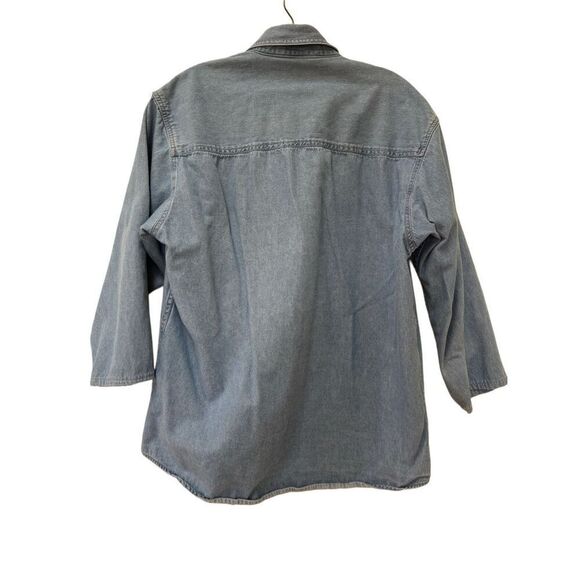 L.A.T Sport women’s M New Mexico Senior Olympics blue denim 100% cotton button u - Picture 3 of 6